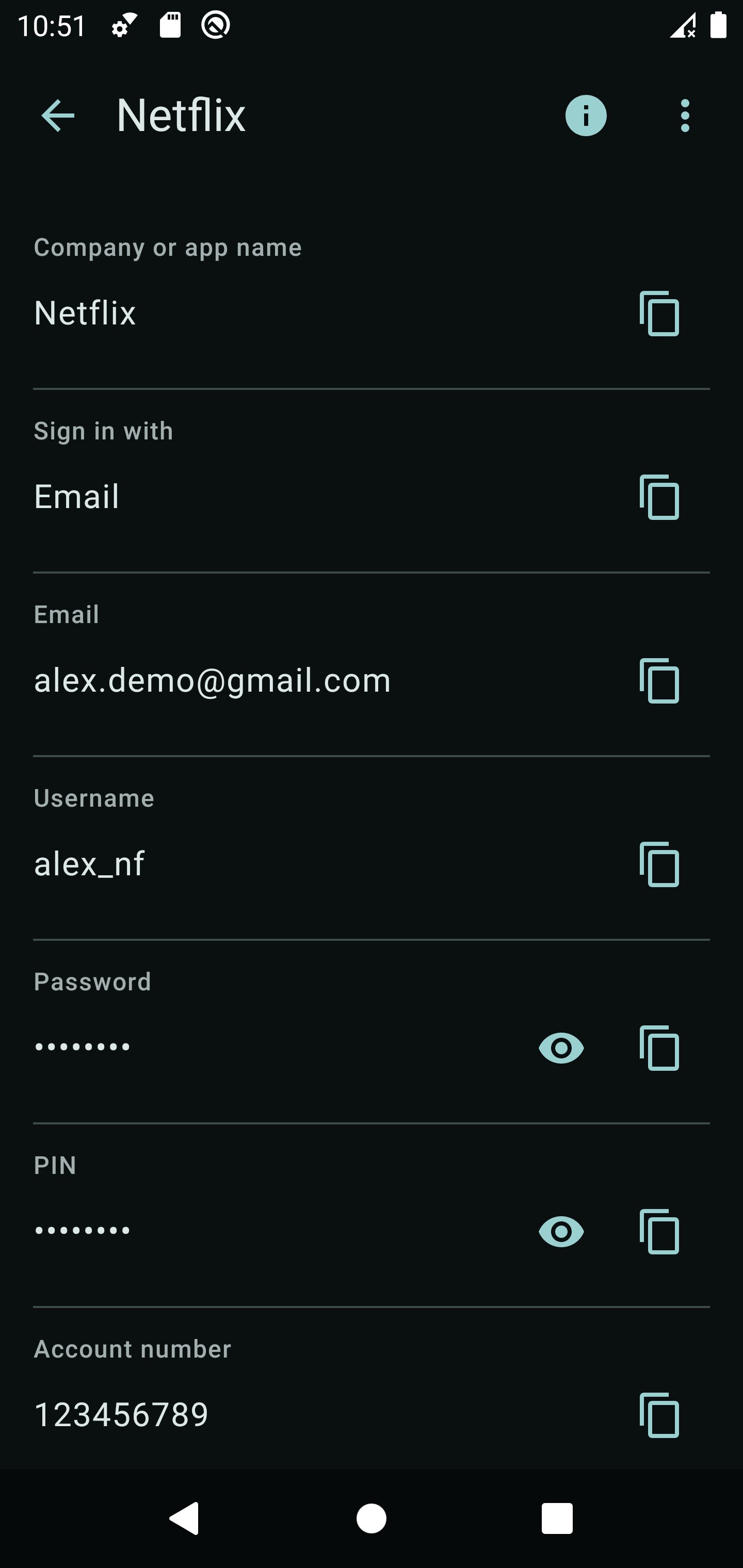 Viewing a stored credential